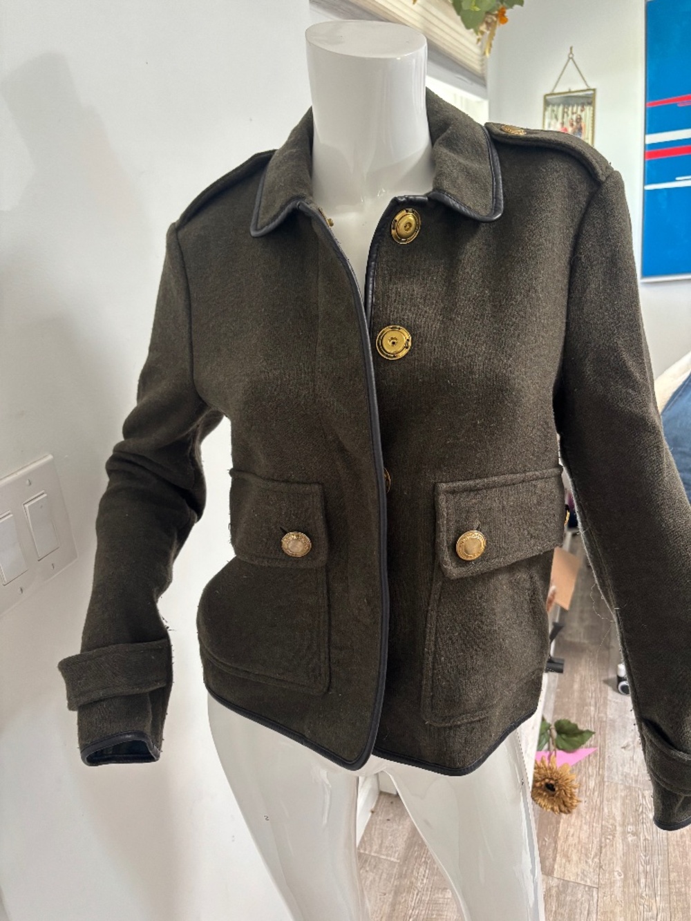 Burberry Wool & Leather Military Jacket